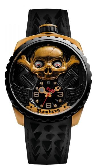 Bomberg Replica Watch BOLT-68 SKULL RIDER GOLD & BLACK BS47APBA.056-2.3