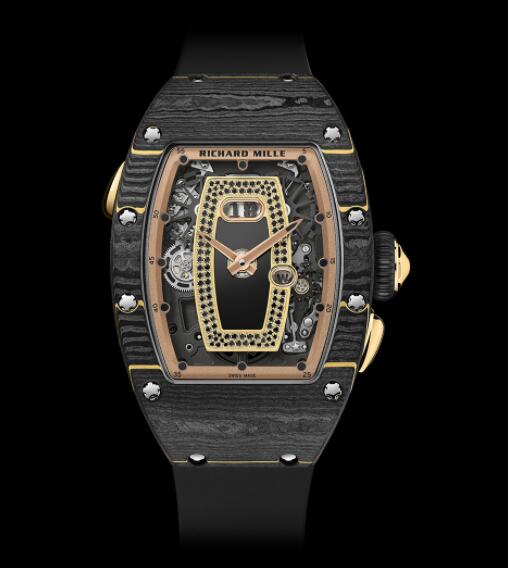 Best Richard Mille RM037 Ladies Gold Carbon TPT Replica Watch